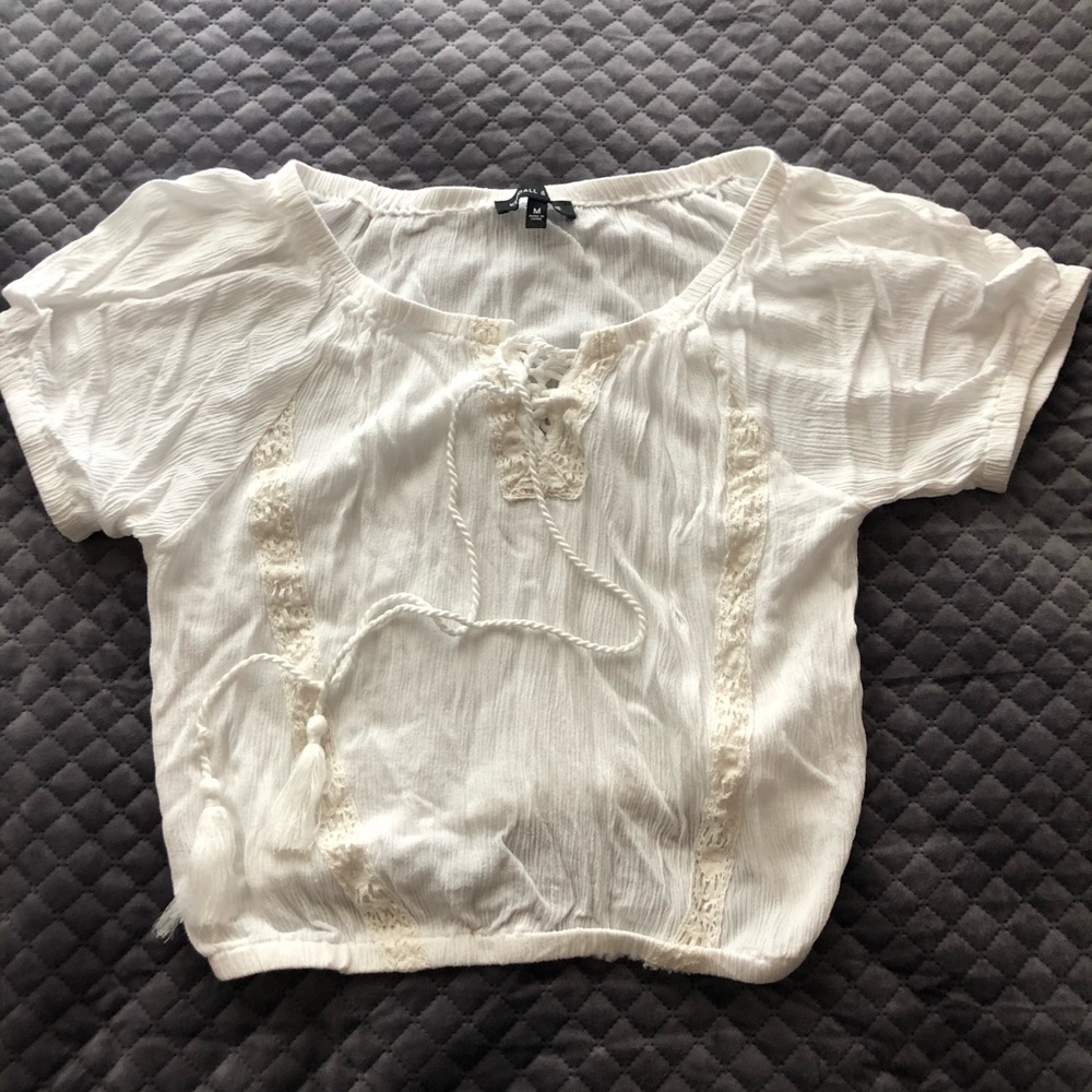 White boho crop top